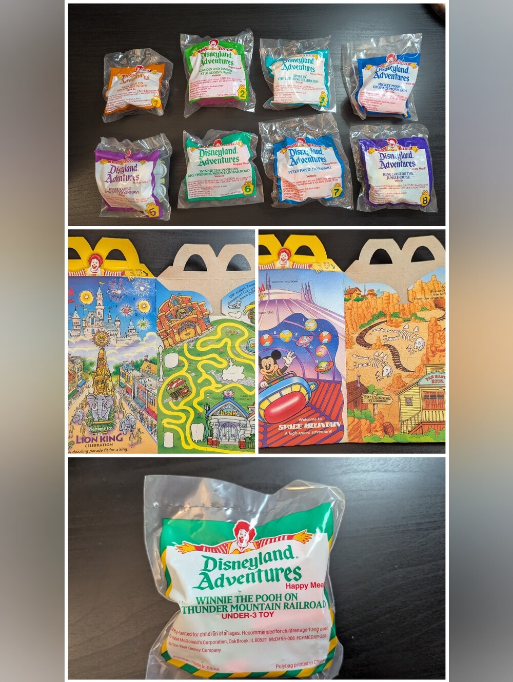 Sealed 1994 Disneyland Adventures 40 Yrs Happy Meal Vehicle Set + Bonus
